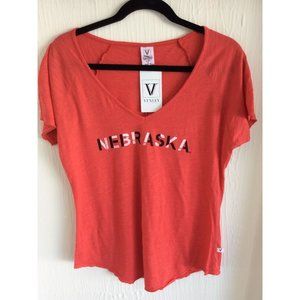 NWT Nebraska NCAA, Venley Tee Shirt, Size M, Vee Neck.  Soft And Comfy.